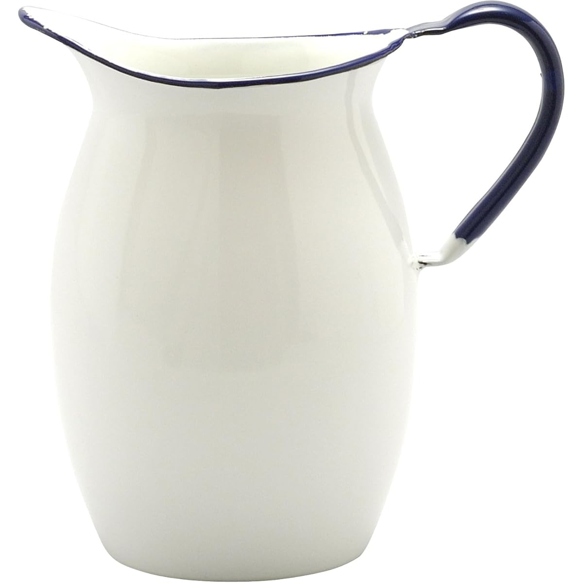 Noda Horo Pitcher Enamel 2.7L White Border Navy Made in Japan HP-15