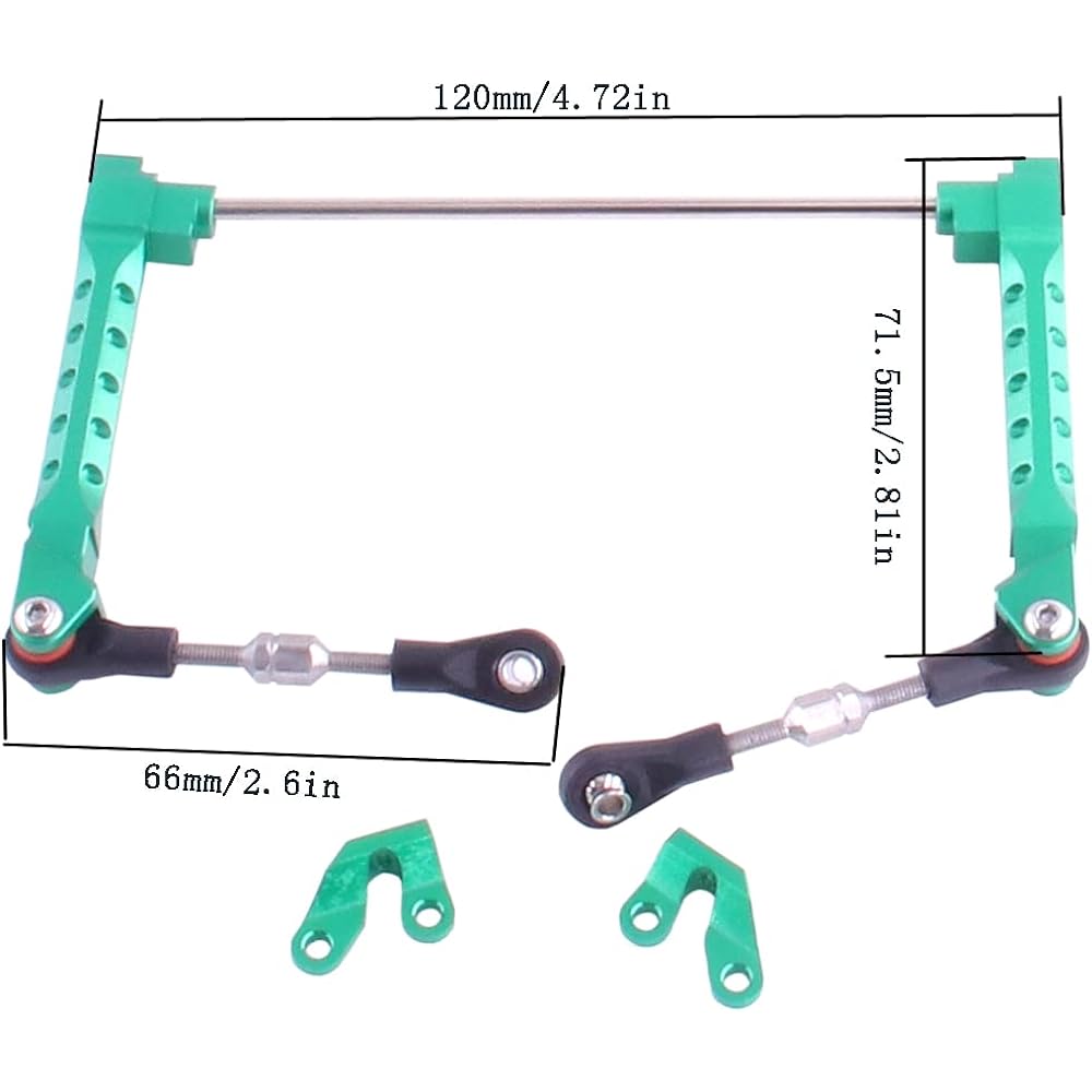 RCATM Billet Machine Processing Rearsing Bar Set Alillia Locker Anti -Roll Bar AXIAL 1/10 RR10 BOMBER 4WD (Green)