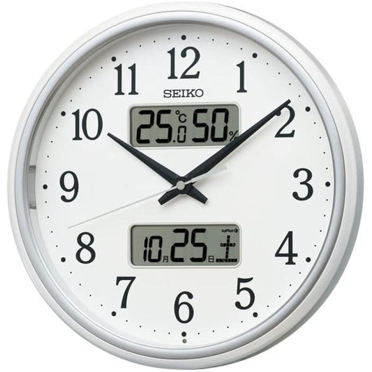 Seiko Clock Wall Clock Radio Analog Calendar Temperature Humidity Display White Pearl Diameter 290 x 50mm KX276W