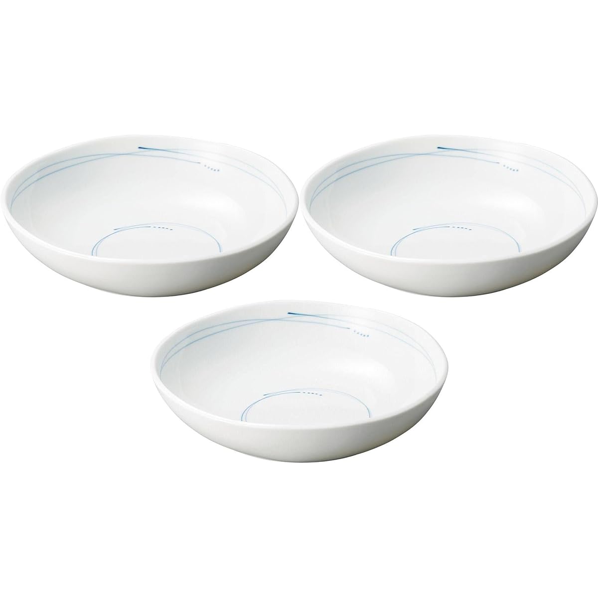 Set of 3 Blue Line 25cm pot [25 x 5.5cm] [Large bowl]