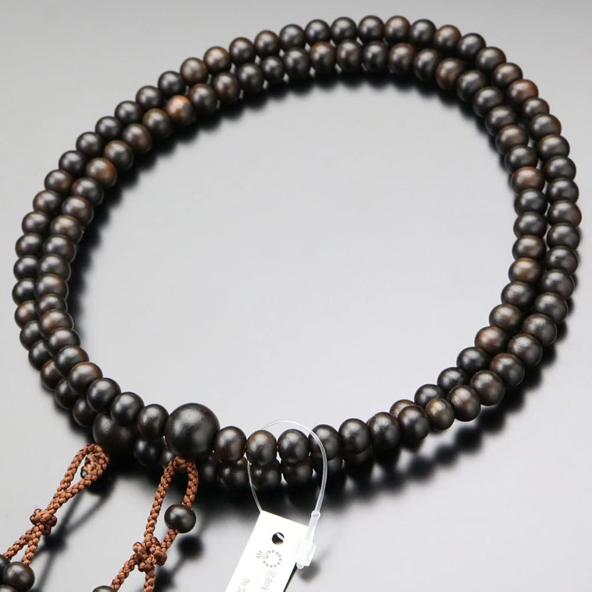 ≪Special Price≫ Nenju.com Shingon Buddhist Prayer Beads for Men, Shakuni Striped Ebony (Matte), Sanskrit Tenbo (Dark Brown) [Authentic Prayer Beads, Kyoto Prayer Beads, Kyoto 108 Beads, 2 Shaka, 2 Strands, Sorted, Wooden, Funeral, Funeral, Memorial Servi