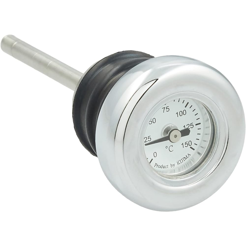 Kijima Motorcycle Bike Parts Dipstick Oil Temperature Gauge Softail ('84-'99)/XL ('93-'03) Chrome Bezel HD-04180