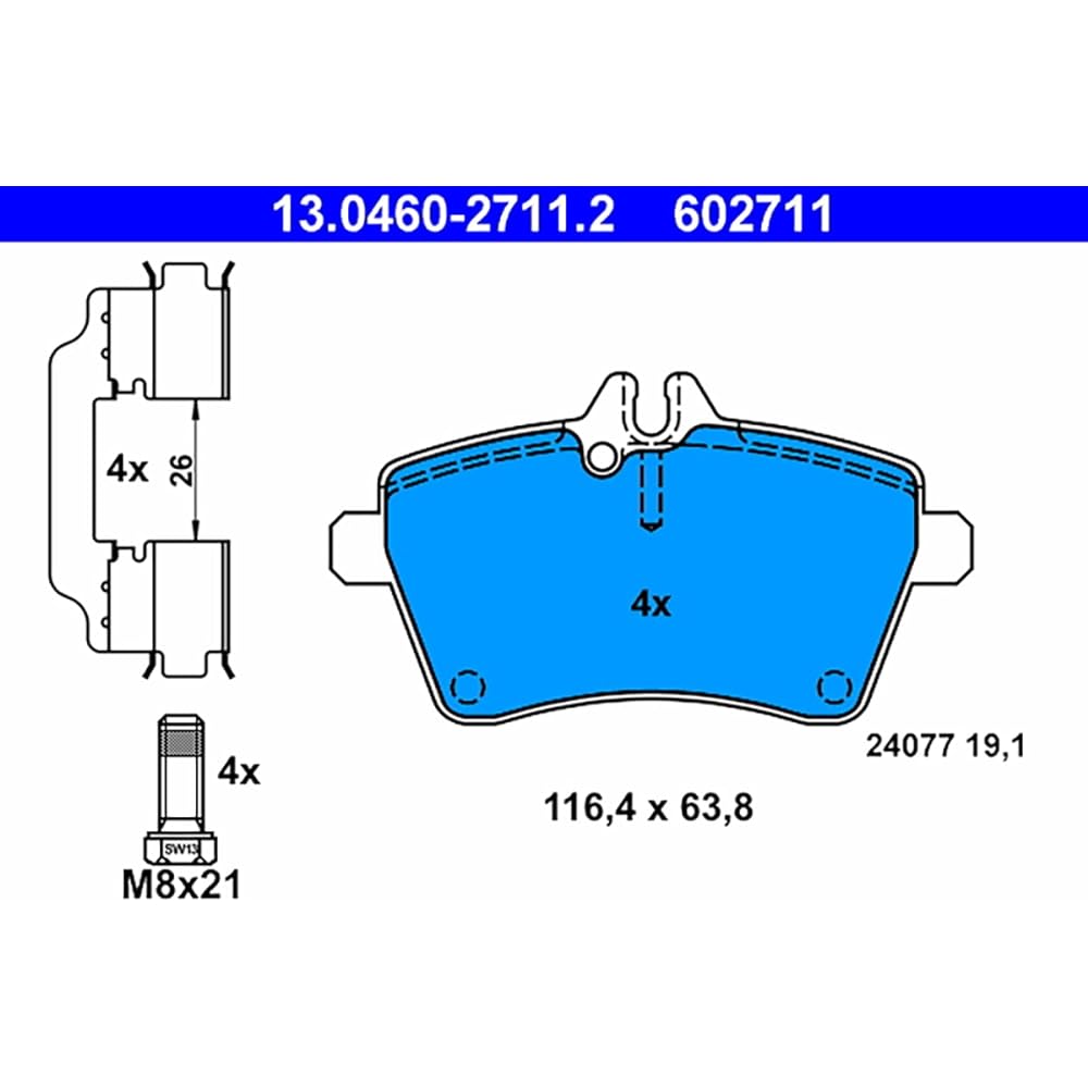 PADDING (ate-at2020) Brake Pads Set 1694200720 13046027112