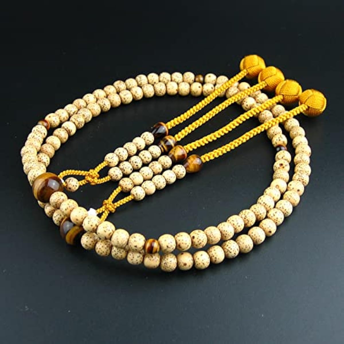 Myorenka, Shingon sect prayer beads, Bodhi tree, Star and moon Bodhi tree, Prayer beads for men, Tiger-eye stone design, Shakuni, Shaksan, Odamaki Sanskrit tenbo, 108 beads, by sect, Koyasan, Honren prayer beads, two-wheeled prayer beads, distribution, b