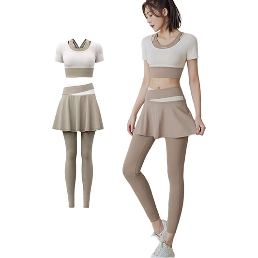 [Kayuuhin] Women's Sportswear, Top and Bottom Set, Yoga Wear, Tops, Sports Bra, Quick Drying, Comes with Cups, Leggings, Stretch, Yoga Pants, Stylish, Breathable, Stretchy, Comfortable Movement