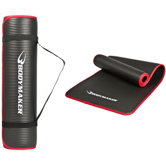 BODYMAKER NBR Mat Edge Wrapping Black Yoga Mat Stretch Pilates Exercise Fitness Training