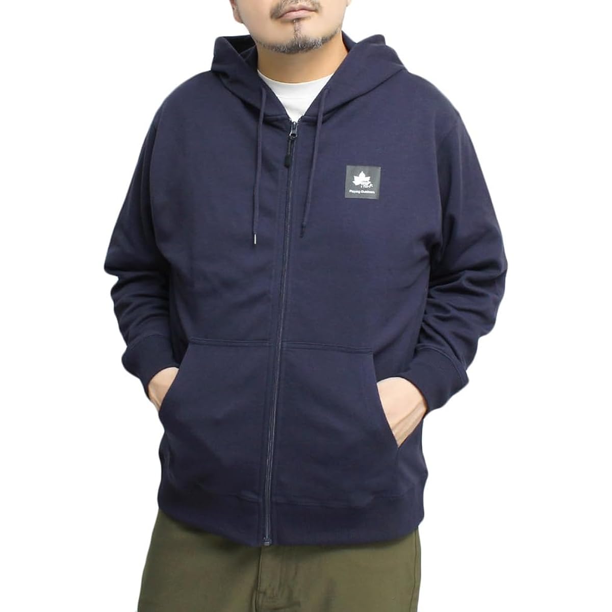 [One Colors] LOGOS PARK Hoodie Men's Large Size Thin Logo Print Zip Up Cardboard Sweatshirt