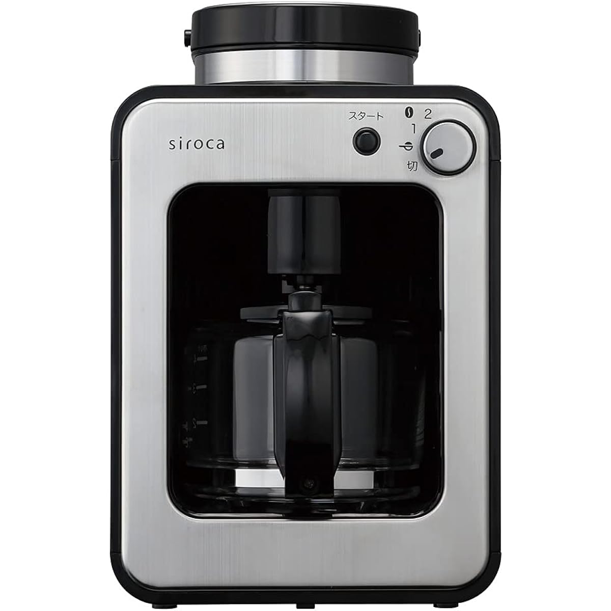 Shiroka Fully Automatic Coffee Maker Compatible with Iced Coffee, Quiet, Compact, 2 Stage Mill, Compatible with Beans/Powders, Steaming, Glass Server SC-A211, Stainless…