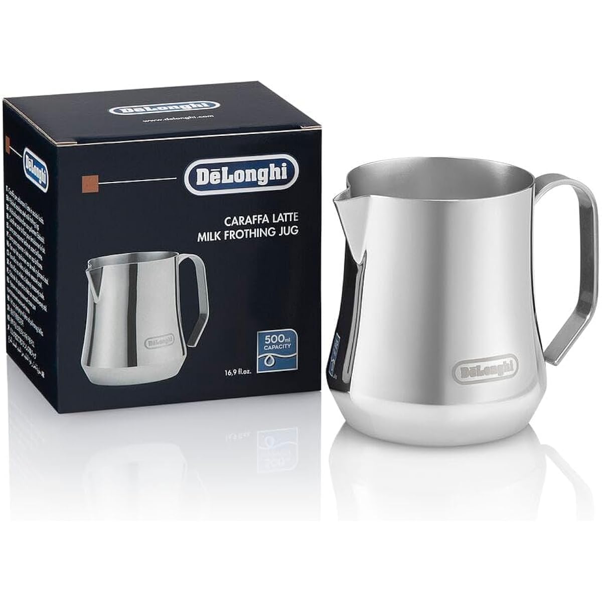 DeLonghi Stainless Steel Milk Jug 500ml DLSC069 Silver