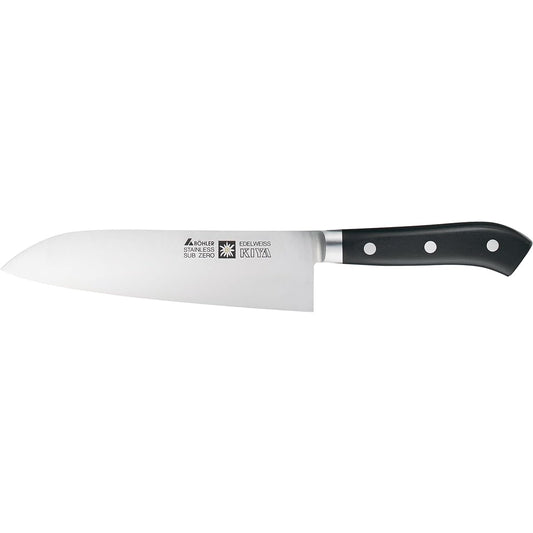 Kiya Edelweiss Stainless Steel Western Knife No.160 Santoku Knife (Sickle Type)