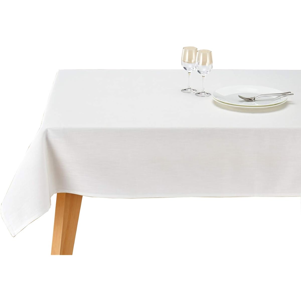 Blooming Nakanishi Table Cloth Delicious Color (Camembert (White) / 130 x 230cm) For 6 People Water Repellent Rectangle Plain Machine Washable (Water Repellent Finished/Made in Japan) 400230-0001-10
