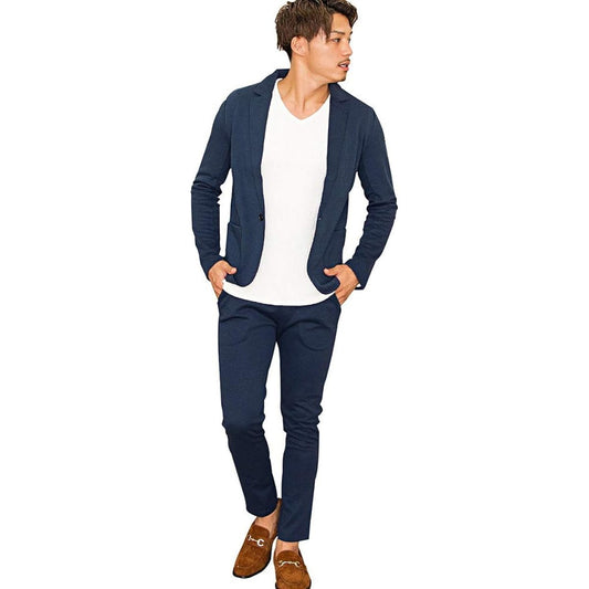 (Bitch) VICCI Men's Unisex Setup Cut Tailored Jacket Long Pants Stretch Top and Bottom Plain VIJP18-16