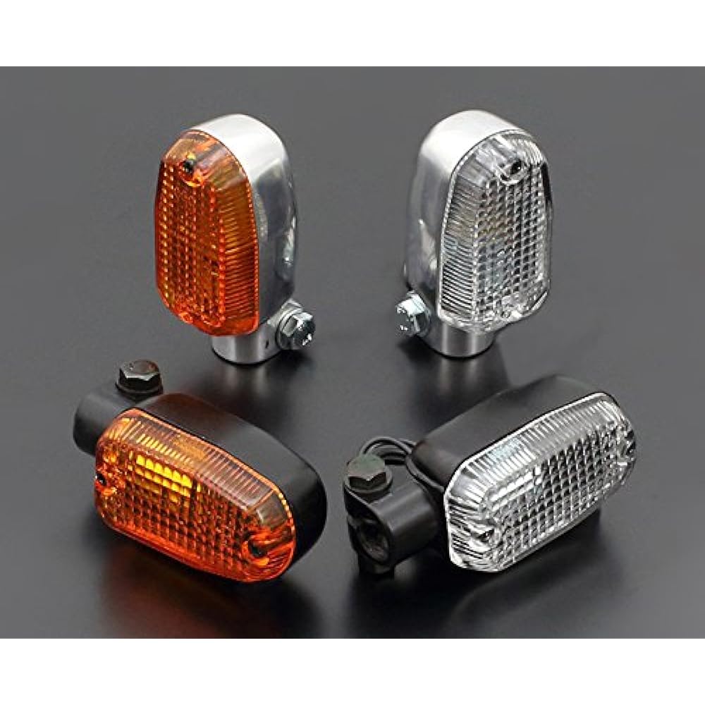 PMC 130-60043 Motorcycle Turn Signal Square Type Turn Signal Orange/Plated Set of 2