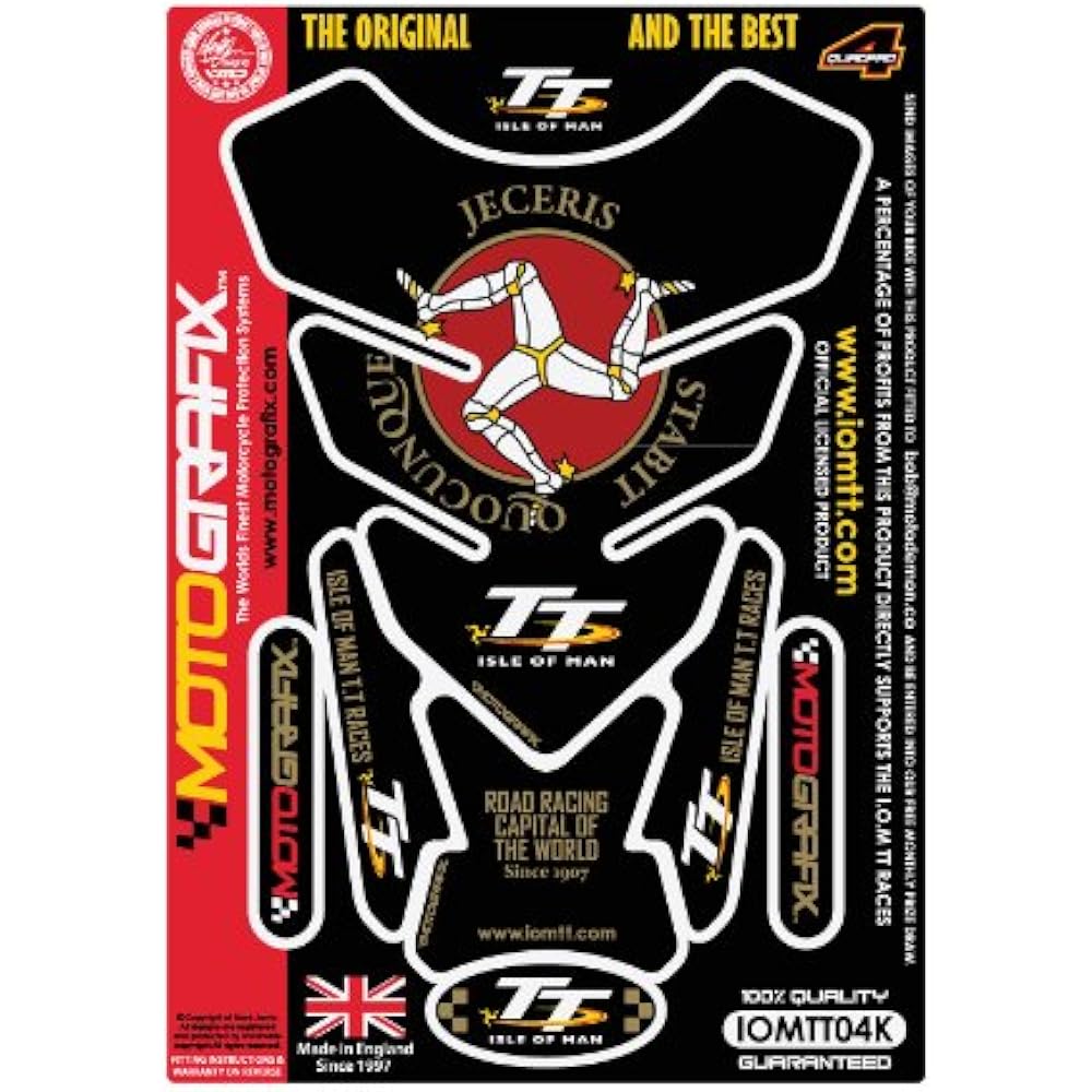 MOTOGRAFIX Tank Pad ISLE OF MAN (Isle of Man TT) Black/Red MT-IOMTT04K