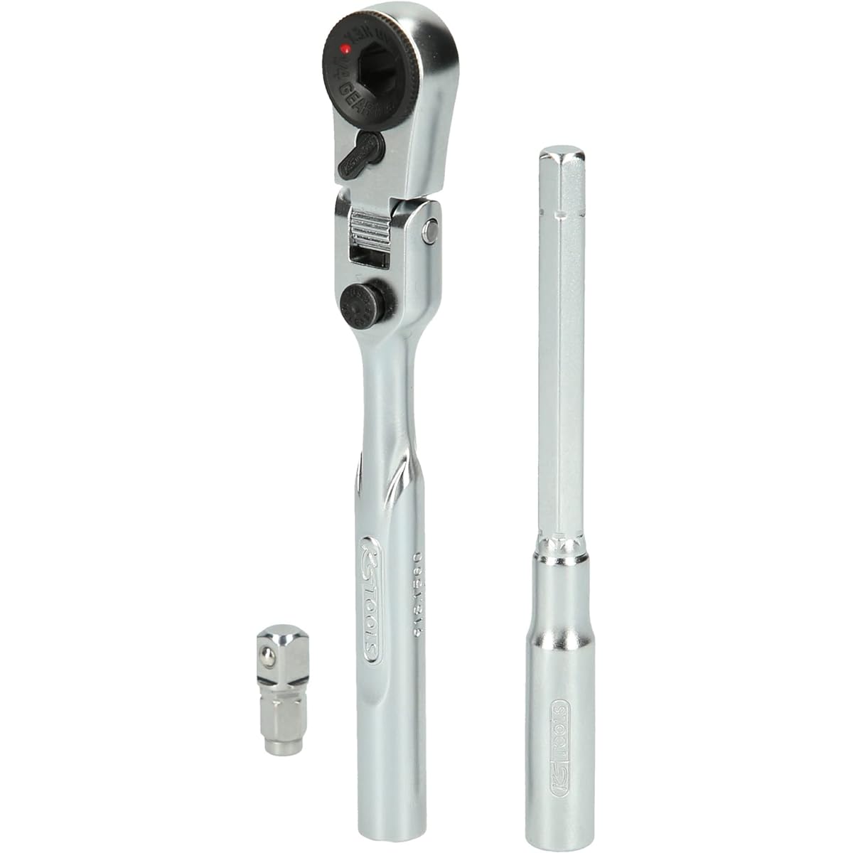 KS Tools 3 Piece 1/4" Bit Joggle Ratchet Set with Socket Plug Adapter 918.1590
