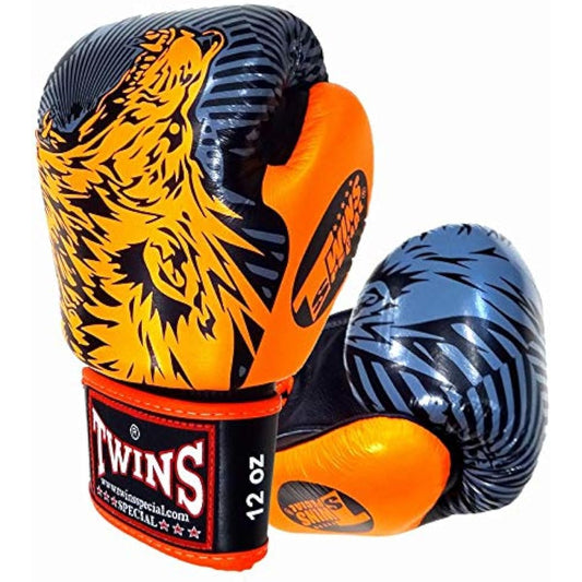 Twins Boxing Gloves Genuine Leather Wolf Orange