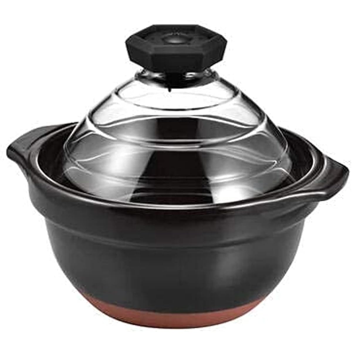 Rice pot with glass lid for 2-3 servings, earthenware pot, for open fire, no IH, width 270 x depth 230 x height 210 mm