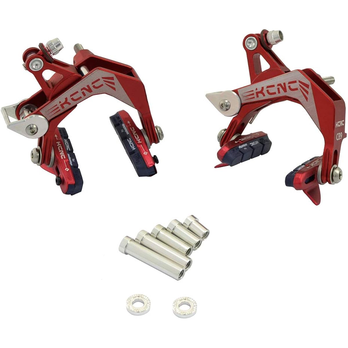 KCNC CB9 Road Caliper Brake Set Front and Rear Designed For Road Bike Wide Wheel Rim, Red, SK2100