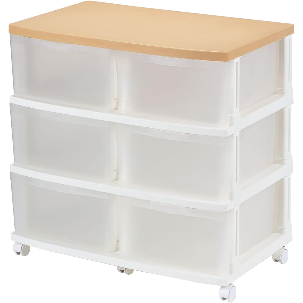 JEJ Astage Storage Chest Polypropylene EMING Deep Stocker 6 Drawers with Casters Smoke Brown Made in Japan Easy Assembly Width 69 x Depth 42 x Height 67.5cm