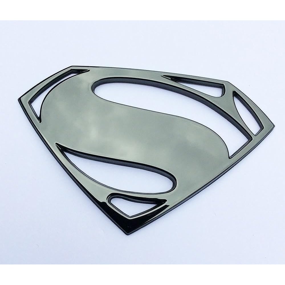 Fan Emblem Superman Logo 3D Car Enblem Black Crom, Batman V Superman: Justice Dawn BVS Sticker Deccal Badge is completely adapted to cars, motorcycles, laptops, Windows, most of the most.