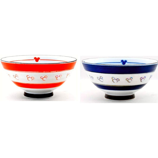 Disney Resort Exclusive Couple Bowl Blue Red Horizontal Line Minnie Mickey