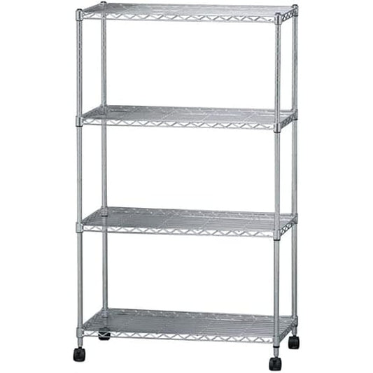 Iris Ohyama Metal Rack 4 Tiers <With Casters> Rust Resistant Pole Diameter 19mm Width 75 x Depth 35 x Height 126cm Metal Shelf Steel Rack Rust Resistant SEM-7512