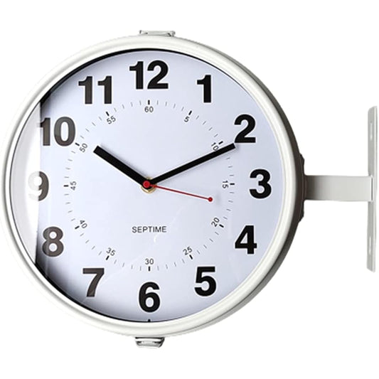 Double-sided clock wall hanging clock fashionable wall outdoor clock antique double-sided clock stylish store clock shop cafe table clock interior west coast style silent SISBRLR white