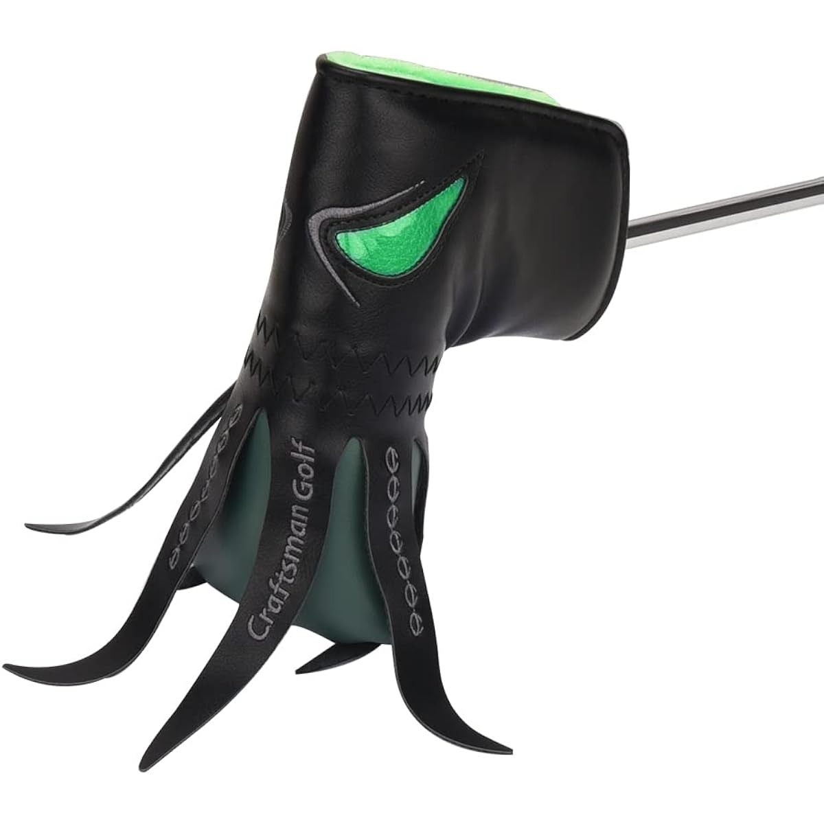 Craftsman Golf Putter Cover Pin Type Club Head Cover with Magnet Golf Character Cover Octopus Chapter Cthulhu L-shaped Type Easy to Put on and Take Off Single Item Synthetic Leather Animal Cute Cool Green