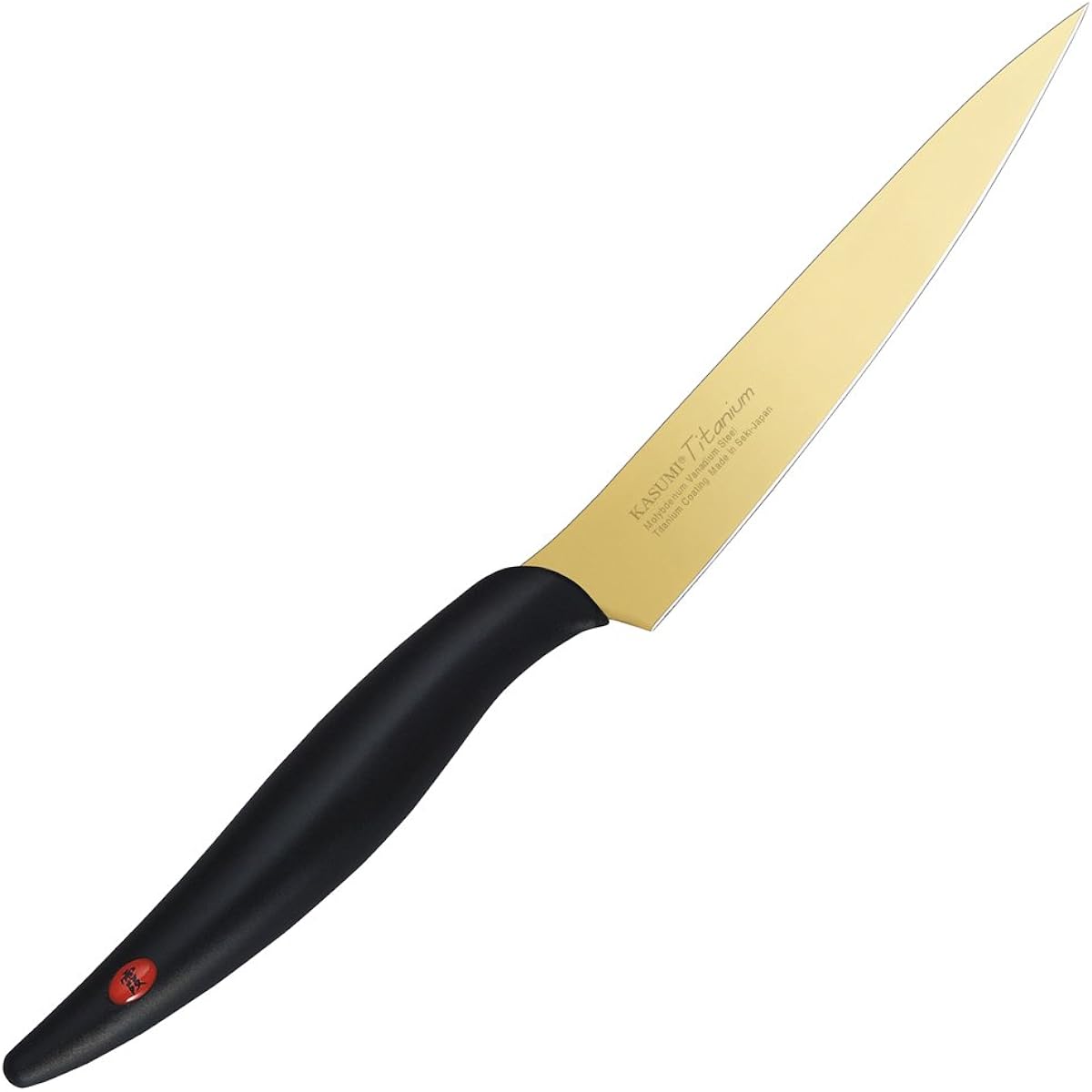SUMIKAMA Kasumi Knife, Titanium Coated Petty Knife, Made in Japan, 12cm, Peeling, Vegetables, Fruits, Rust Resistant, Sharpness, Color, Gold, Made in Seki City, KASUMI 22012/G