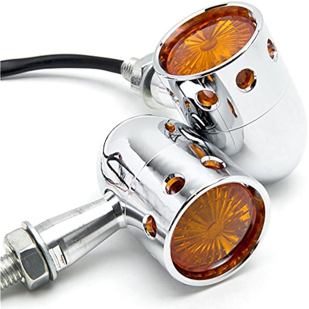 Krator Set of 2 Chrome Motorcycle Turn Signal Lights for Honda VT Shadow Spirit Velorex Deluxe 600 750 1100
