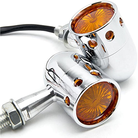 Krator Set of 2 Chrome Motorcycle Turn Signal Lights for Honda VT Shadow Spirit Velorex Deluxe 600 750 1100