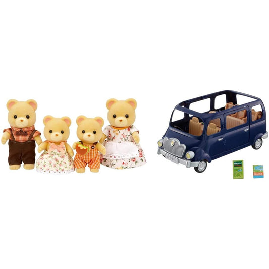Sylvanian Families Doll Bear Family FS-04 & Sylvanian Families Drive Together Family Wagon V-02 [Set Purchase]