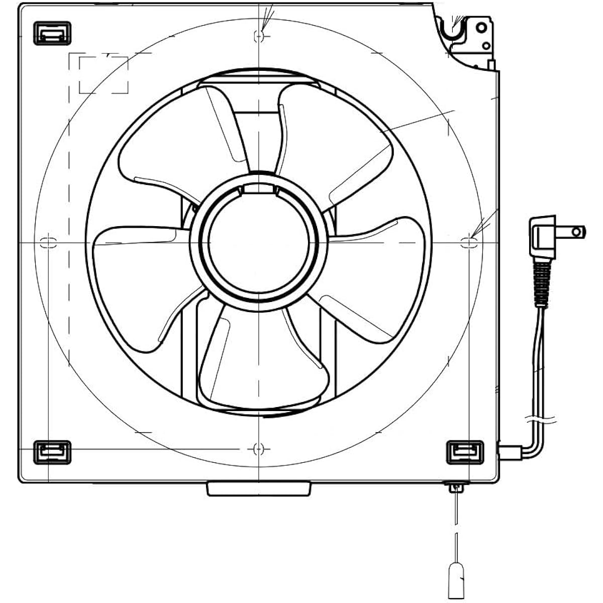Panasonic Interior Ventilation Fan, Exhaust, Intensity Speed Adjustment, Louver Sold Separately, Drawstring Shutter, White, Width 403 x Depth 133 x Height 416mm FY-30PE6