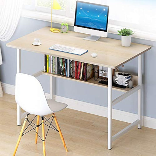 Embrace life Simple Work Desk, Flat Desk, Study Desk, Space Saving, Storage with Lower Shelf, Computer Table, Office Desk, Width 80cm x Depth 45cm x 74cm, Easy to Assemble, Single Living, Interior, Maple, Study Desk