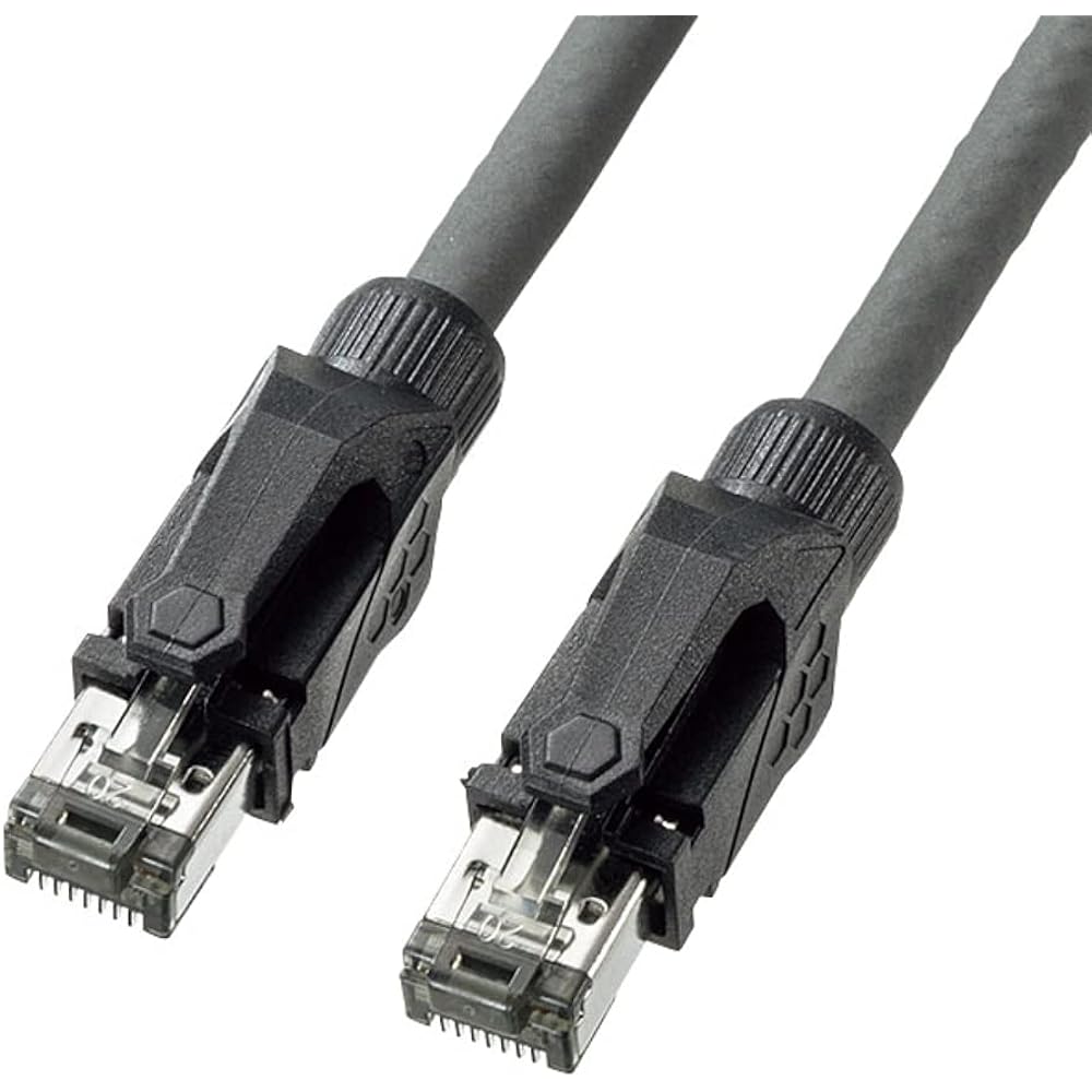 Sanwa Supply CAT6A STP LAN Cable (10m) 10Gbps/500MHz RJ45 Anti-claw Breaking Gray KB-T6ASTP-10GY