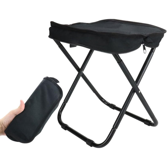 Foldable outdoor chair with integrated storage bag, portable, compact, lightweight, waiting time, cherry blossom viewing, camping, fishing, BBQ