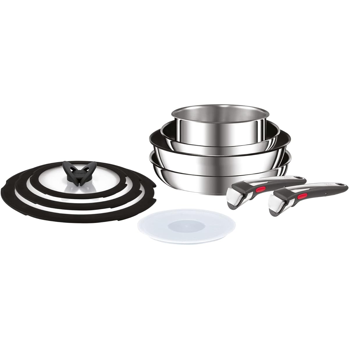 [Online Only] T-fal Pot and Frying Pan Set with Removable Handle, 10 Piece Set, Compatible with IH Gas Fire "Ingenio Neo IH Stainless Steel Brie Unlimited" L97093