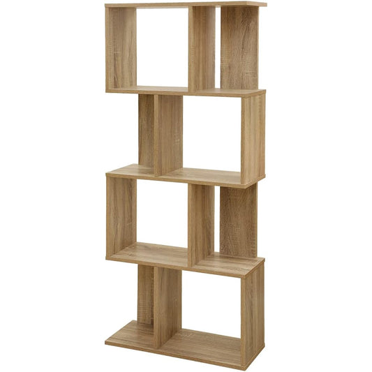 S-shaped rack 4 tiers TART light brown color box free box multi-rack chest multi-purpose display storage assembly type shelf bookshelf clothing storage single person rack storage box wood grain