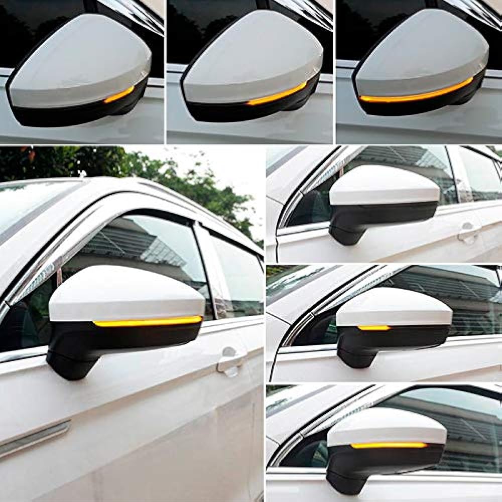 Volkswagen Compatible Door Mirror Sequential Turn Signal LED VW Tiguan Touareg etc. Flowing Turn Signal Smoked Lens Side Mirror Sequential Turn Signal