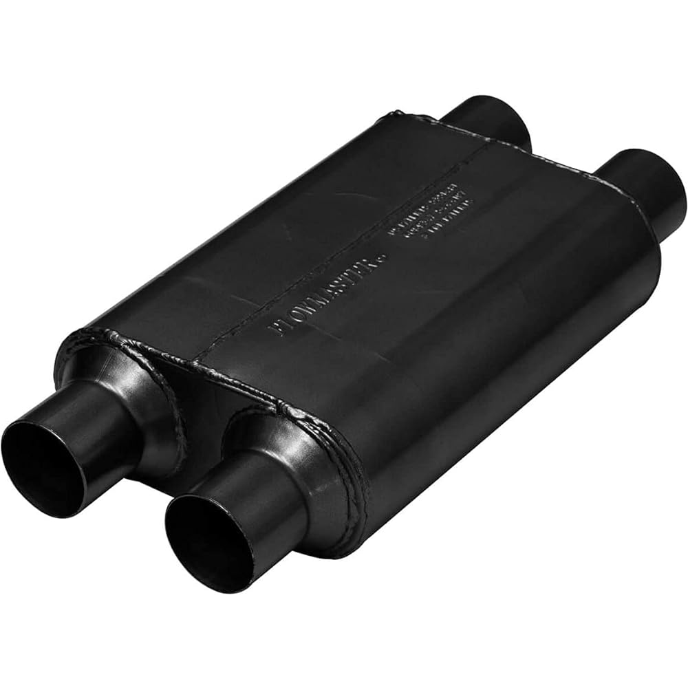 FlowMaster 40 Series Chamber Muffle Oval Black Dual 2.5 inch Inlet & Outlet Total 19 inch