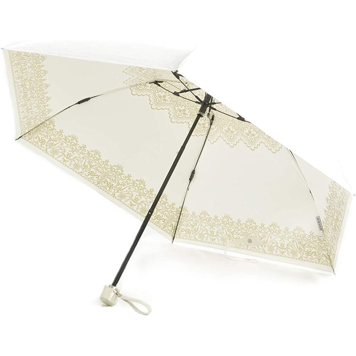 UVION Premium White Pearl 50cm Mini Lace Pattern Parasol UV Protection Toray Carbon Trading Card TORAYCA Folding Umbrella For Both Sunny and Rainy Days Ultra Lightweight 4002