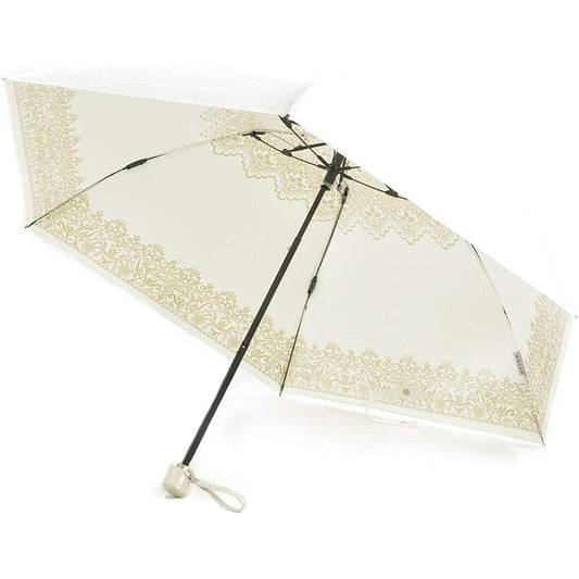 UVION Premium White Pearl 50cm Mini Lace Pattern Parasol UV Protection Toray Carbon Trading Card TORAYCA Folding Umbrella For Both Sunny and Rainy Days Ultra Lightweight 4002