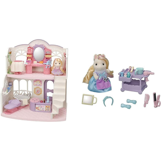 Sylvanian Families Beauty Hair Salon + Stylish Pony Hairdresser Set