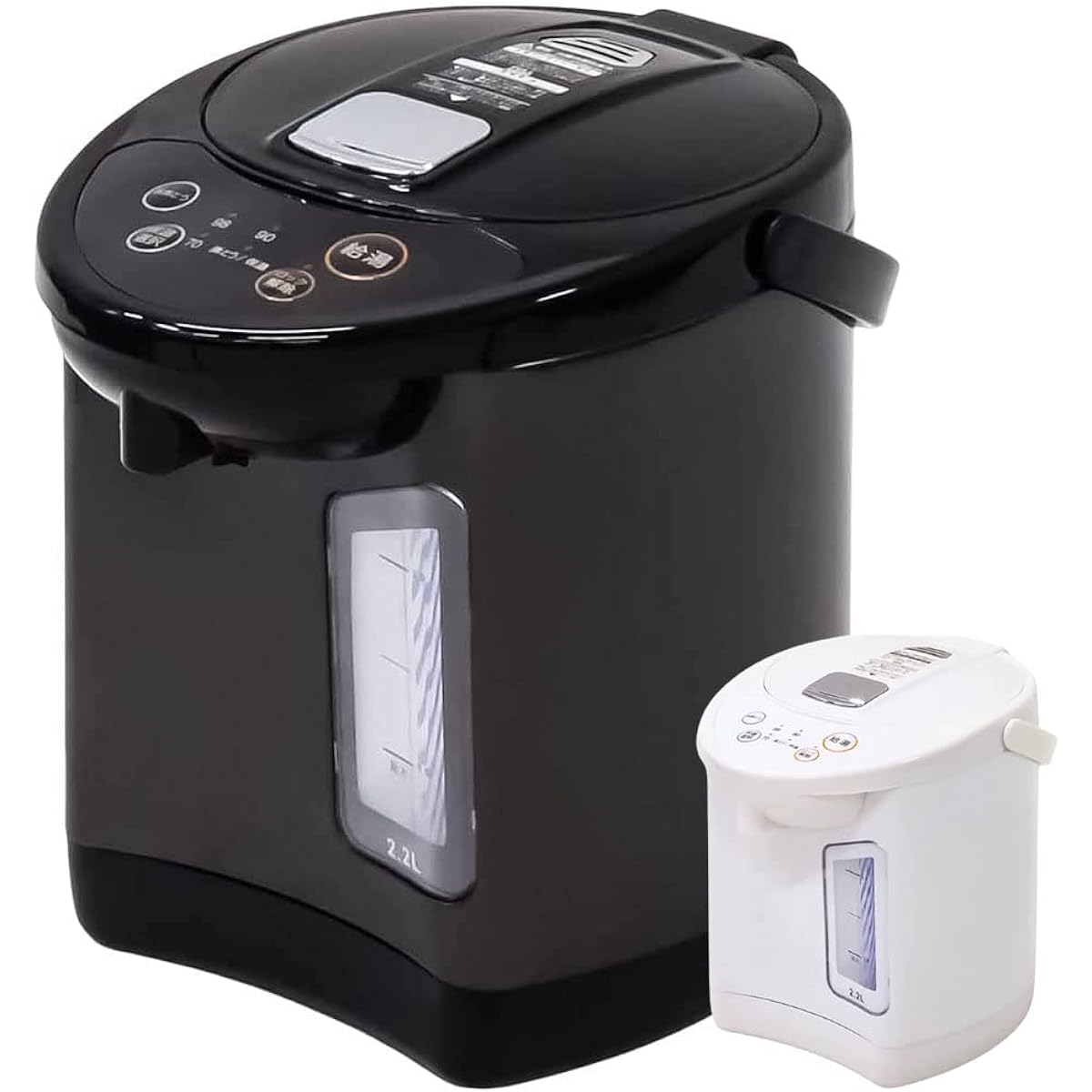 iimono117 Electric Pot 2.2L Black [One Hand Hot Water Function] Large Hot Water Button 3 Levels Heat Retention Small Pot Energy Saving Kettle Fluorine Coating Reboiling Energy Saving Heat Retention Simple Water Boiler Water Boiler