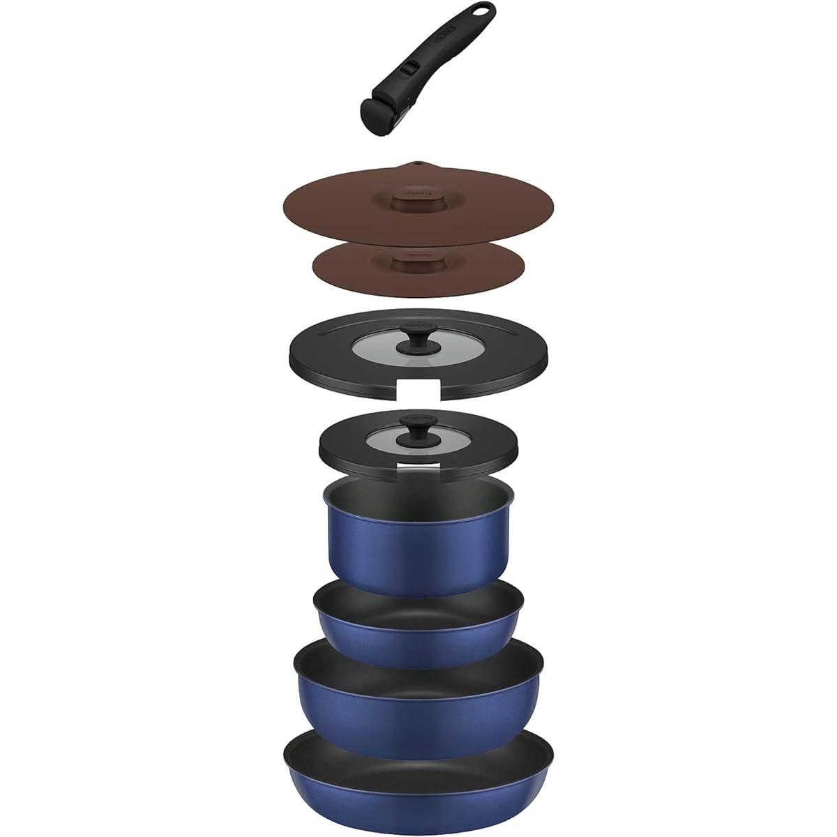 Thermos Durable Series 9-piece frying pan set with removable handle CA for gas fires only Indigo Blue KSC-9C IBL