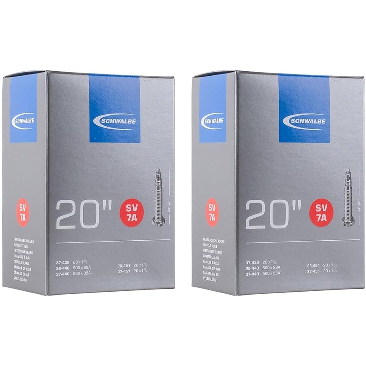 Set of 2 SCHWALBE 20 x 1 1/8 (451), 20 x 1 3/8 (451) French style valve 7ASV [parallel import goods]