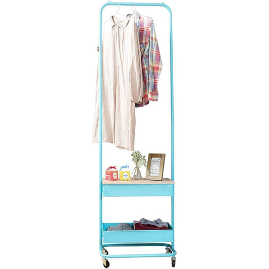 Iris Plaza Hanger Rack Basket Clothes & Accessories Storage Laundry Storage with Casters BHYO-6C Turquoise Blue