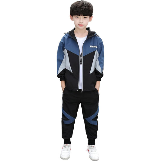 [Mskikefly] Jersey Top and Bottom Set Kids Parka Hooded Thick Autumn/Winter Boys Sweatshirts Junior Sportswear Jacket & Pants 2 Piece Set
