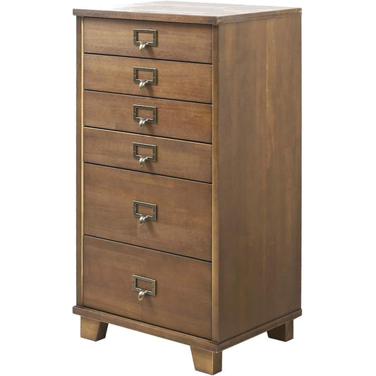 [Made in Japan] Delivered as an almost finished product! Multi-tier chest A4 6-tier document drawer storage natural wood new life (dark brown wooden legs handle: antique)