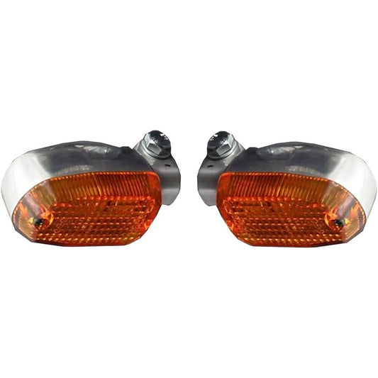 PMC 130-60043 Motorcycle Turn Signal Square Type Turn Signal Orange/Plated Set of 2